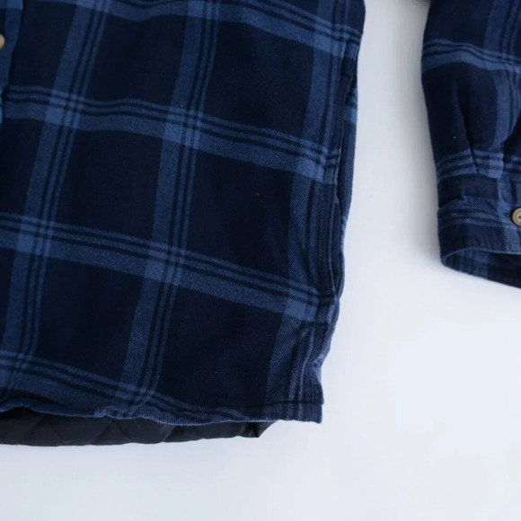 Vintage 90S Wrangler Authentics Navy And  Blue Checker Pattern With Hood Shacket - Picture 6 of 12